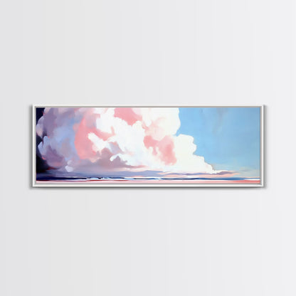 Soft Clouds, Ocean Horizon, Dreamy Seascape, Modern Beach Art, Framed Canvas Print, Coastal Minimalist, Living Room Wall Art