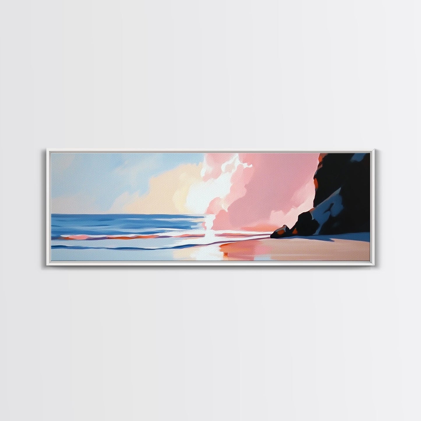 Ocean Sunset, Serene Beach, Coastal Decor, Canvas Print, Dreamy Seascape, Living Room Wall Art, Pastel Wall Art, Relaxing Artwork