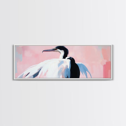 Graceful Heron, Coastal Bird Art, Minimalist Nature Decor, Canvas Print, Serene Wildlife, Living Room Wall Art, Boho Beach House