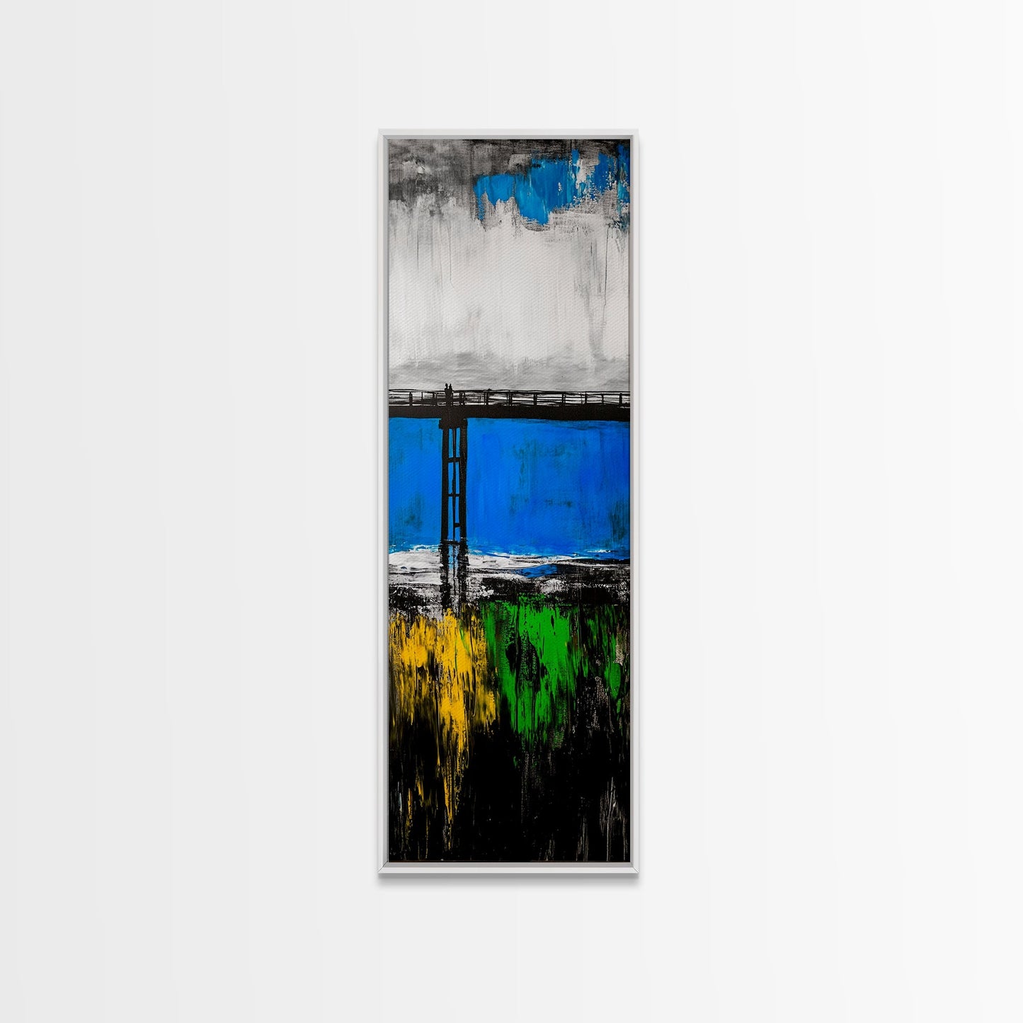Bridge, Blue Water, Modern Abstract, Canvas Print, Contemporary Art, Urban Landscape, Minimalist Wall Art, Office Decor, Unique Home Art