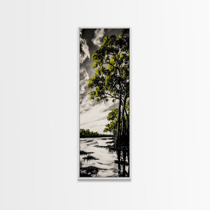 Swamp Trees, Black and White Landscape, Nature Wall Art, Rustic Home Decor, Framed Canvas Print, Large Wall Art, Office Art, Neutral Decor