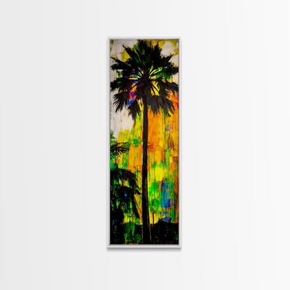 Palm Tree Sunset, Tropical Wall Art, Colorful Beach Decor, Boho Island Art, Vibrant Home Print, Living Room Art, Framed Canvas Print