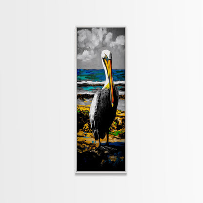 Pelican, Coastal Wall Art, Beach House Decor, Nautical Art, Ocean Animal Print, Wildlife Art, Tropical Home, Canvas Print