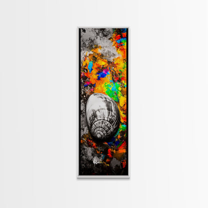Colorful Shell, Abstract Art, Bold Texture, Canvas Print, Coastal Wall Art, Boho Beach Decor, Eclectic Home Art, Vibrant Nature Painting