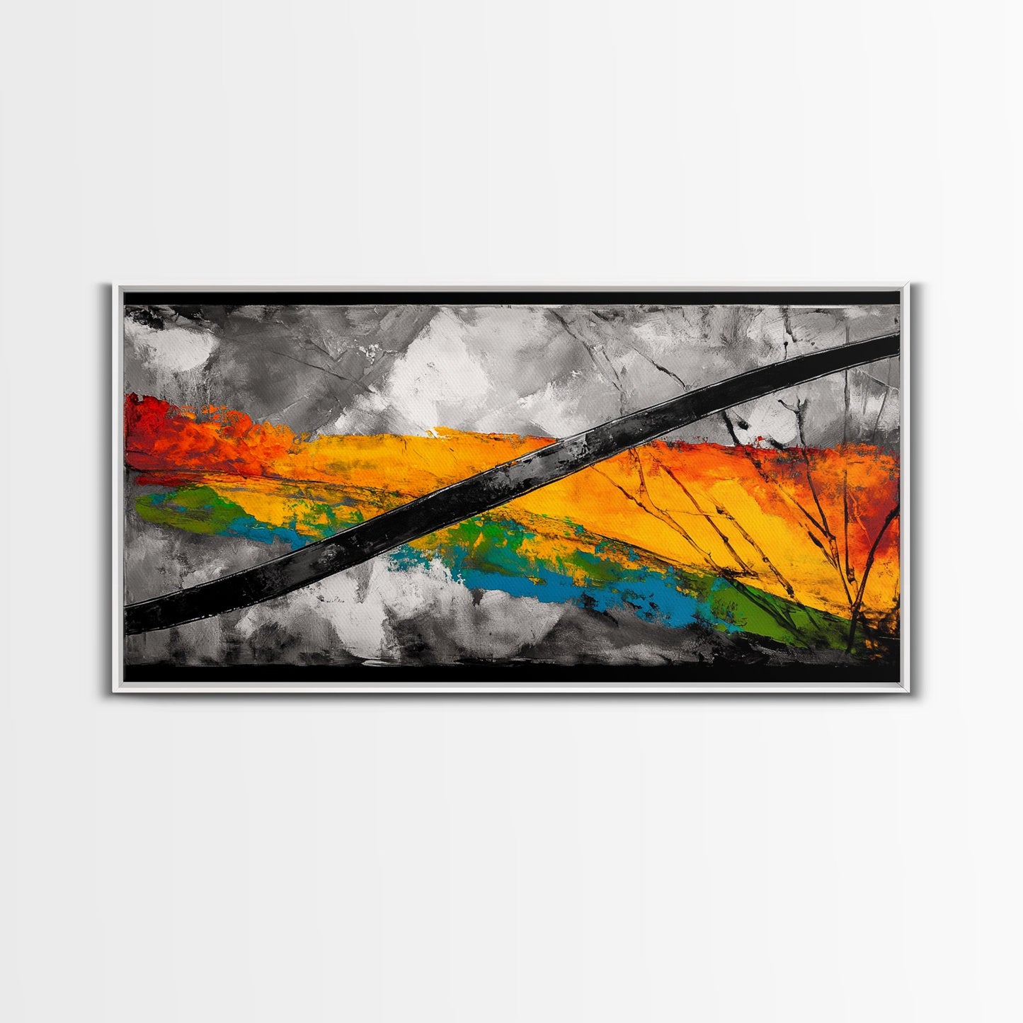 Bold Color Strokes, Abstract Expressionism, Dynamic Energy, Vibrant Painting, Statement Decor, Gallery Wall, Framed Canvas Print