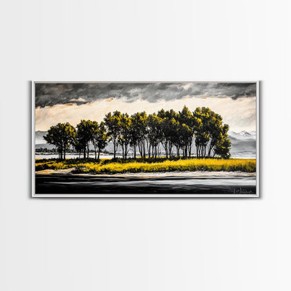 Aspen Trees, Mountain View, Nature Landscape, Rustic Home Decor, Autumn Wall Art, Framed Canvas Print, Cabin Wall Art, Modern Tree Painting