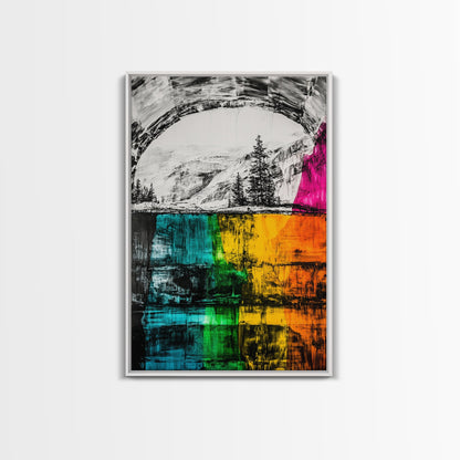 Colorful Canyon, Nature Painting, Abstract Wilderness, Vibrant Landscape, Canvas Print, Adventurous Art, Boho Decor, Office Wall Art