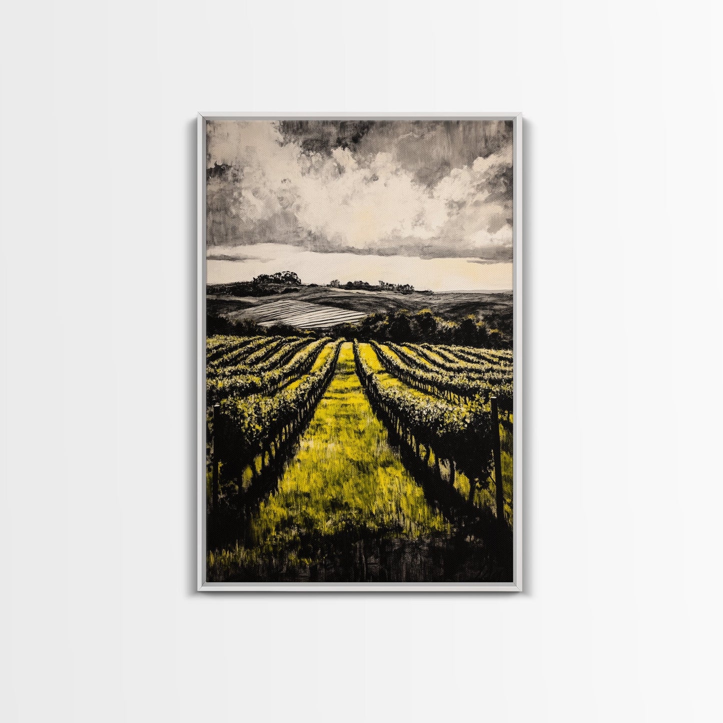 Vineyard Path, Rolling Hills, Rustic Landscape, Canvas Print, Country Farmhouse Art, Kitchen Wall Decor, Wine Lover Gift, Fall Vibes