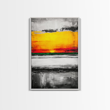 Vibrant Sunset, Bold Abstract, Modern Wall Art, Framed Canvas Print, Large Statement Art, Warm Color Palette, Bedroom Wall Art, Minimalist
