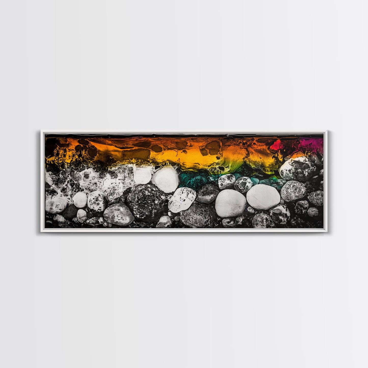 Abstract Stones, Modern Art, Vibrant Wall Decor, Canvas Print, Black White Orange, Office Art, Contemporary Home Decor, Large Wall Art
