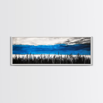 Tall Grass, Ocean View, Tranquil Horizon, Canvas Print, Coastal Landscape, Minimalist Art, Living Room Wall Art, Beach Home Decor
