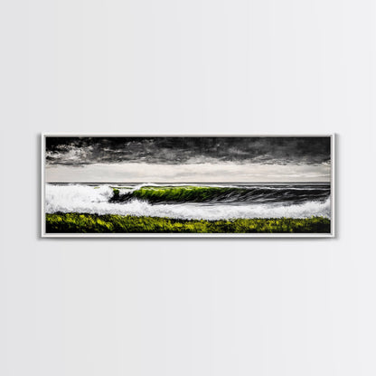 Ocean Wave, Coastal Wall Art, Black and White Print, Framed Canvas Print, Nautical Decor, Surf Art, Modern Home Decor