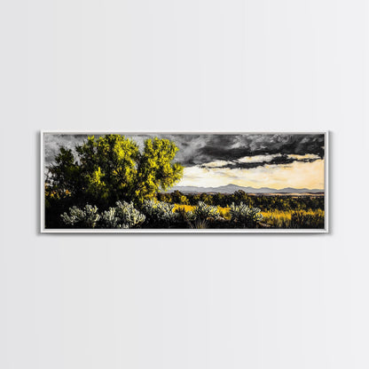 Desert Sunset, Cactus Landscape, Southwest Art, Nature Wall Decor, Framed Canvas Print, Earthy Home Decor, Rustic Western Art, Moody Wall Decor