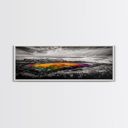 Vibrant Ocean Rock, Colorful Pool, Dramatic Sky, Canvas Print, Abstract Seascape, Modern Wall Art, Unique Art Piece, Living Room Decor