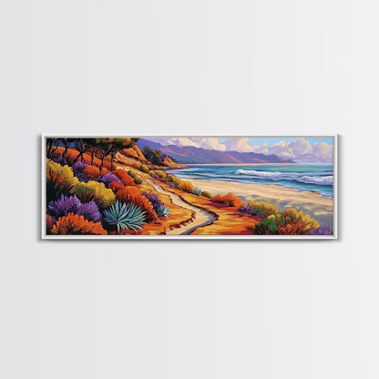 Ocean Pathway, Coastal Trail, Colorful Beach Art, Canvas Print, Seaside Landscape Wall Art, Hallway Decor, Impressionist Style Painting