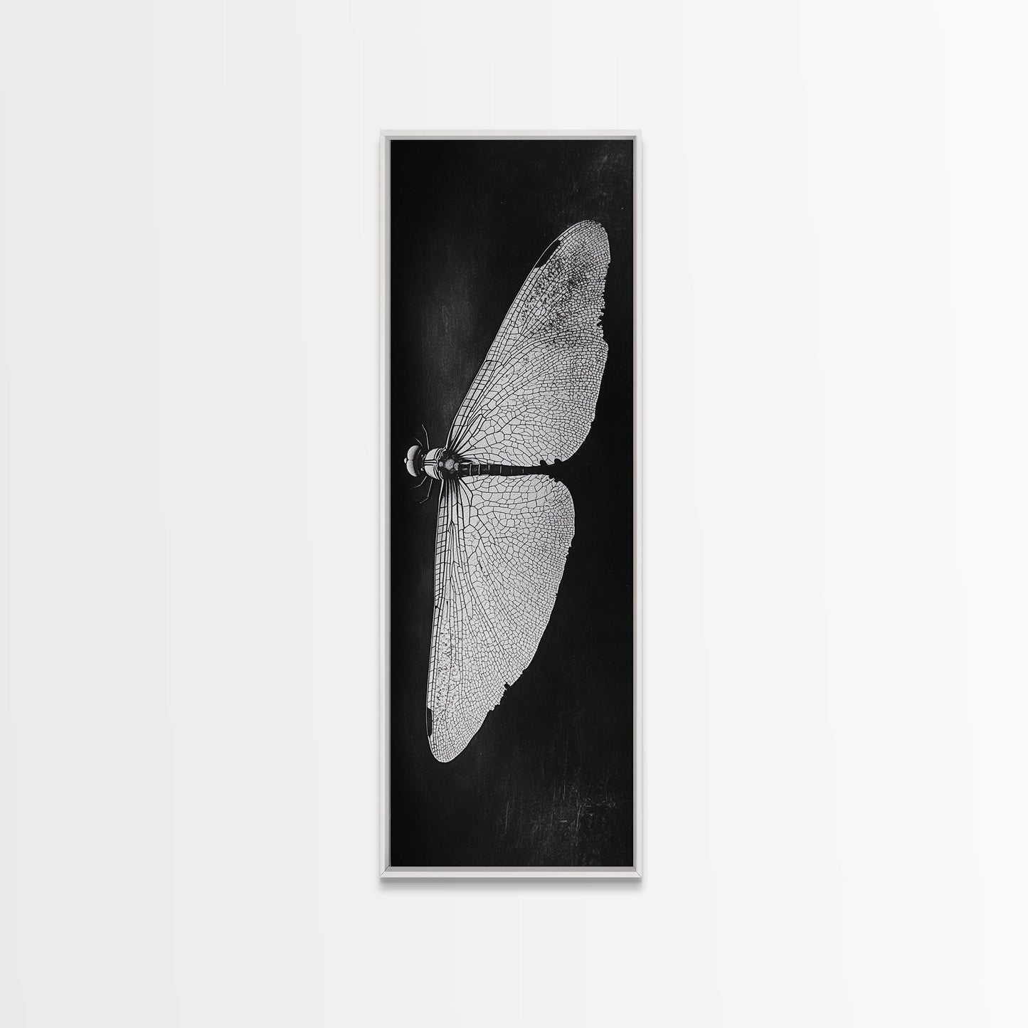 Dragonfly Wings Macro, Nature Insect Print, Detailed Bug Art, Minimalist Scientific Wall Decor, Framed Canvas Print, Study Room Art