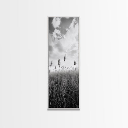 Wild Grass Field, Windswept Plains Scene, Minimalist Nature, Framed Canvas Print, Boho Bedroom Art, Modern Office Wall Art, Rustic Charm