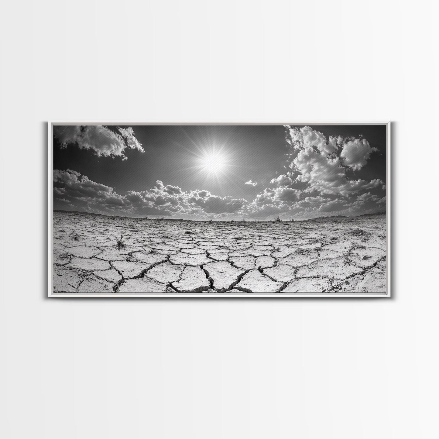 Cracked Earth Sun, Desert Landscape, Dramatic Sky, Canvas Print, Southwestern Decor, Fall Wall Art, Earth Tones Rustic Home Accent