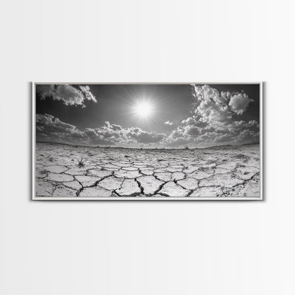 Cracked Earth Sun, Desert Landscape, Dramatic Sky, Canvas Print, Southwestern Decor, Fall Wall Art, Earth Tones Rustic Home Accent