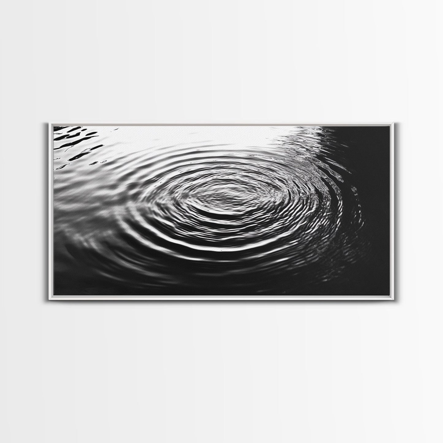 Zen-Motiv „Wasserwellen“, abstrakte Bewegung, monochrome Fluid Art, Leinwanddruck, moderne minimalistische Wandkunst, Badezimmer- oder Spa-Raumdekoration