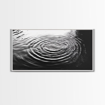 Zen-Motiv „Wasserwellen“, abstrakte Bewegung, monochrome Fluid Art, Leinwanddruck, moderne minimalistische Wandkunst, Badezimmer- oder Spa-Raumdekoration