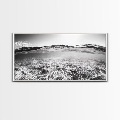 Ocean Surface, Sunlit Water, Sea Ripple, Underwater Light, Canvas Print, Modern Beach Art, Bathroom Wall Decor, Coastal Vibes