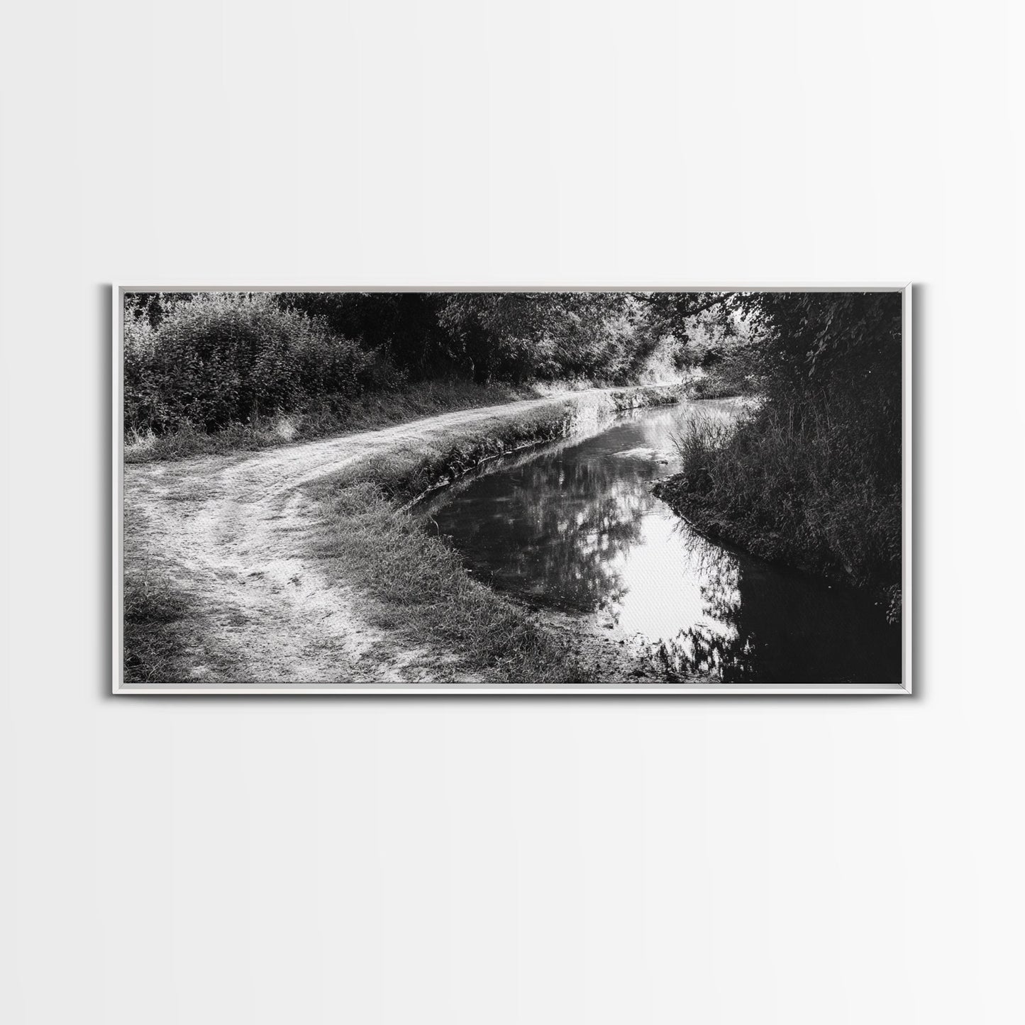 River Bend Trail, Peaceful Water Path, Tranquil Forest Landscape, Nature-Inspired Rustic Decor, Autumn Wall Art, Canvas Print