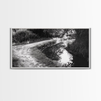 River Bend Trail, Peaceful Water Path, Tranquil Forest Landscape, Nature-Inspired Rustic Decor, Autumn Wall Art, Canvas Print