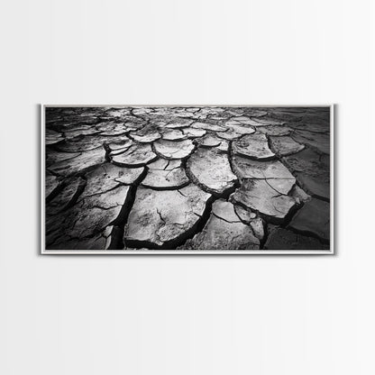 Cracked Earth Texture, Nature Closeup, Desert Minimalism, Earth Tone Art, Canvas Print, Rustic Home Decor, Fall Entryway Wall Art