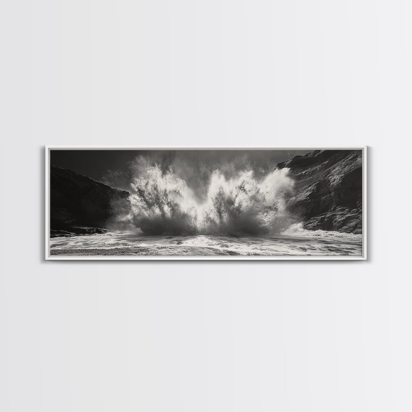 Ocean Splash, Powerful Wave Crash, Coastal Energy Wall Art, Framed Canvas Print, Modern Beach House Decor, Dynamic Living Room Art