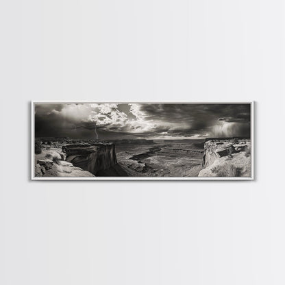 Canyon Storm, Desert Lightning, Dramatic Skies, Framed Canvas Print, Rustic Landscape Wall Art, Living Room Western Decor