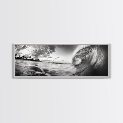 Barrel Wave Curl, Surfer's Dream, Ocean Power, Framed Canvas Print, Coastal Wall Art, Beach House Decor, Surf Photography