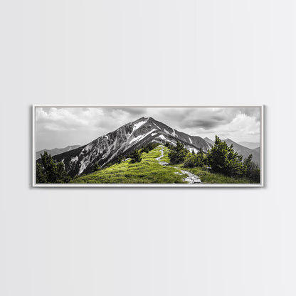 Mountain Hike Path, Scenic Peak Trail, Nature Landscape, Framed Canvas Print, Modern Cabin Decor, Adventure Wall Art, Minimalist Style