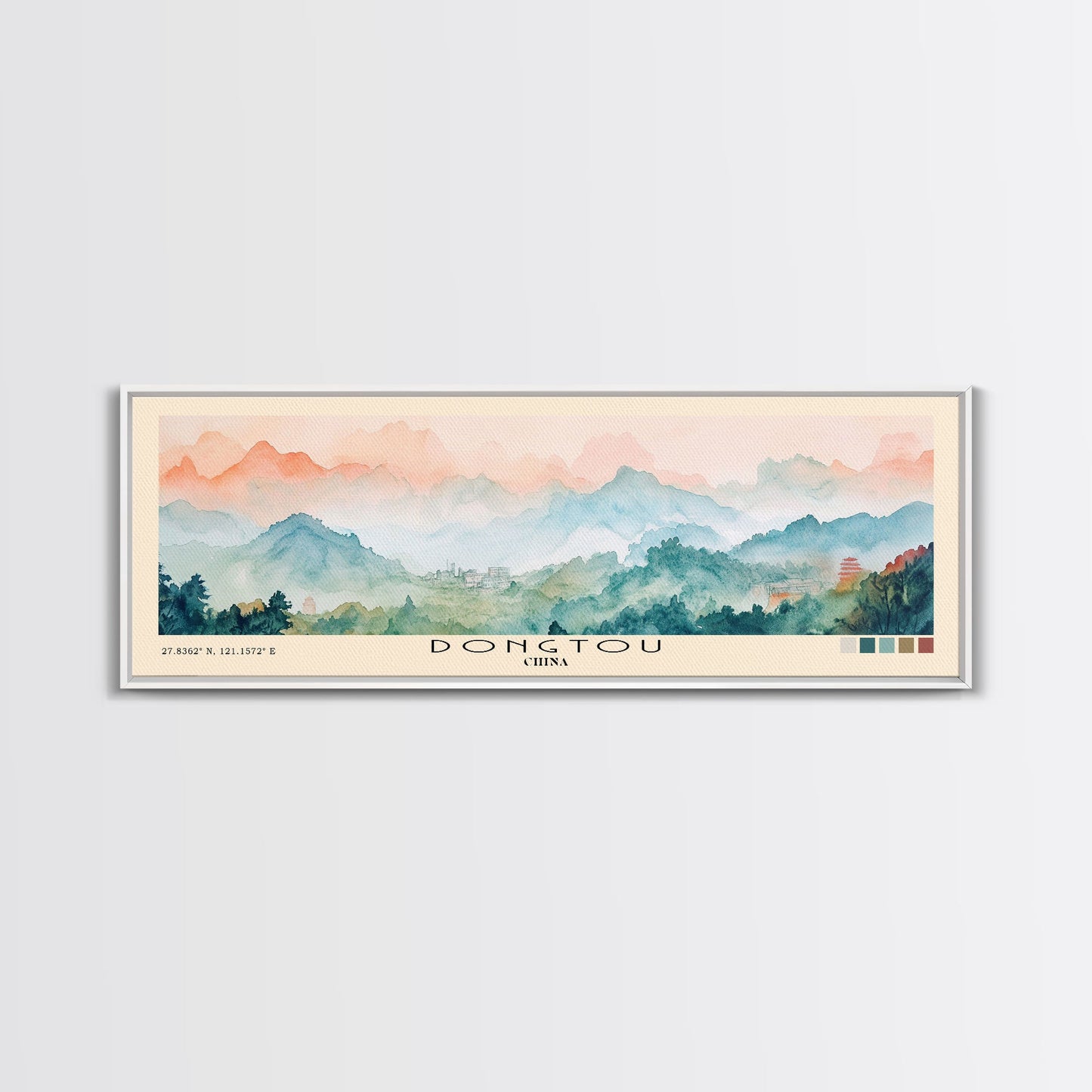 Dongtou, China Watercolor Print, Vacation Gift, China Wall Art, Beach Painting, Beach Decor, Large Wall Art, Wood Frame Art