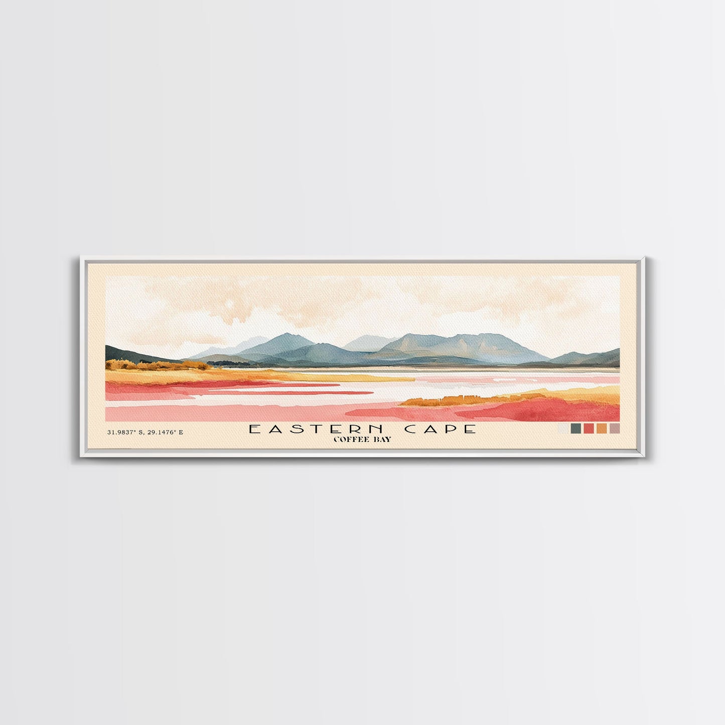 Eastern Cape, Coffee Bay Watercolor Print, Vacation Gift, Coffee Bay Wall Art, Beach Painting, Beach Decor, Large Wall Art, Wood Frame Art