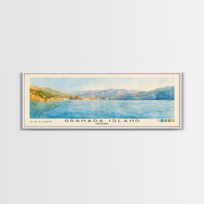 Granada Island, Granada Watercolor Print, Vacation Gift, Granada Wall Art, Beach Painting, Beach Decor, Large Wall Art, Wood Frame Art