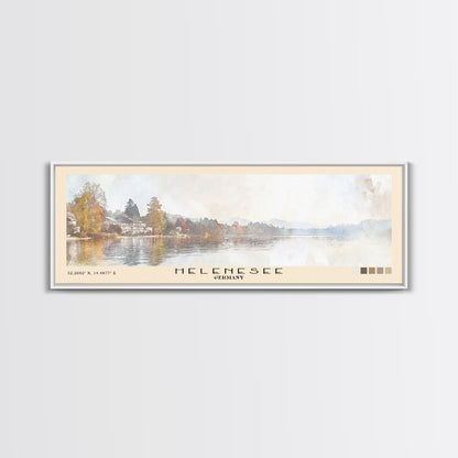 Helenesee, Germany Watercolor Beach Print, Vacation Gift, Germany Wall Art, Framed Canvas Print, Framed Beach Painting