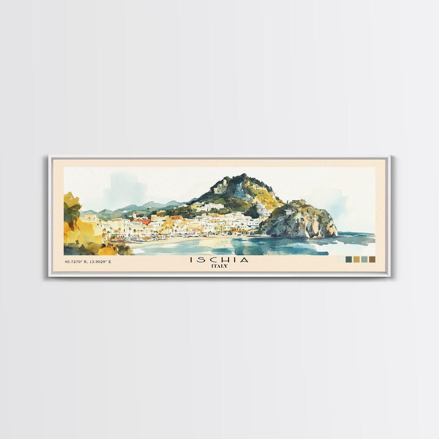 Ischia, Italy Watercolor Beach Print, Vacation Gift, Italy Wall Art, Beach Painting, Beach Decor, Beach Painting