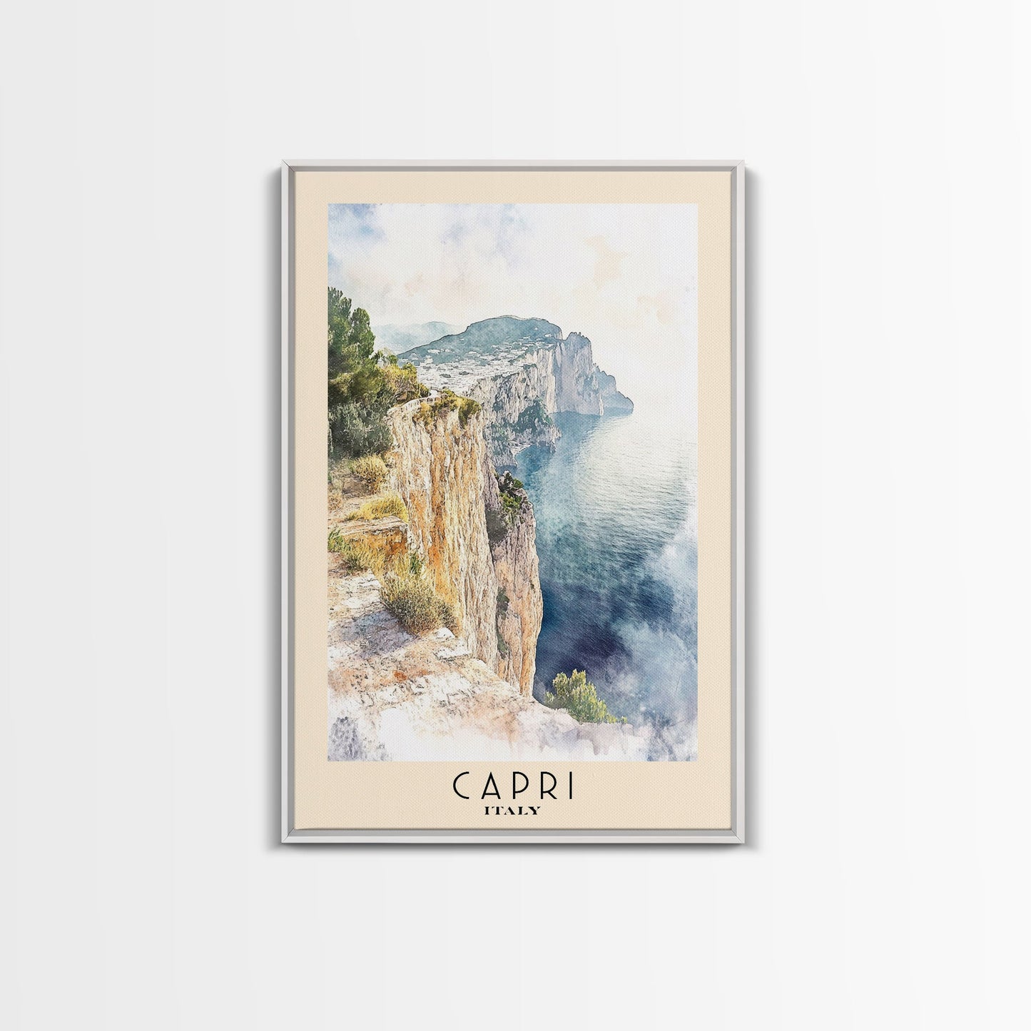 Capri, Italy Watercolor Beach Print, Vacation Gift, Italy Wall Art, Beach Painting, Beach Decor, Beach Painting