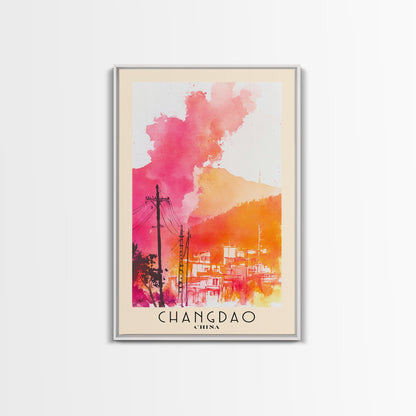 Changdao, China Watercolor Beach Print, Vacation Gift, China Wall Art, Beach Painting, Beach Decor, Beach Painting