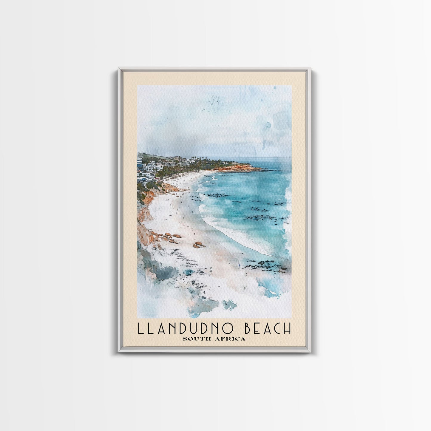 Llandudno Beach, South Africa Watercolor Print, Vacation Gift, South Africa Wall Art, Beach Painting, Beach Decor, Large Wall Art, Wood Frame Art
