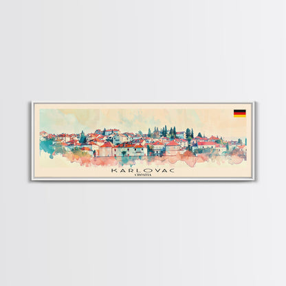 Karlovac Croatia Travel Art, City Art, Framed Canvas Print or Metal Wall Art, Europe Travel Poster, Panoramic Wall Art, Extra Wide Wall Art