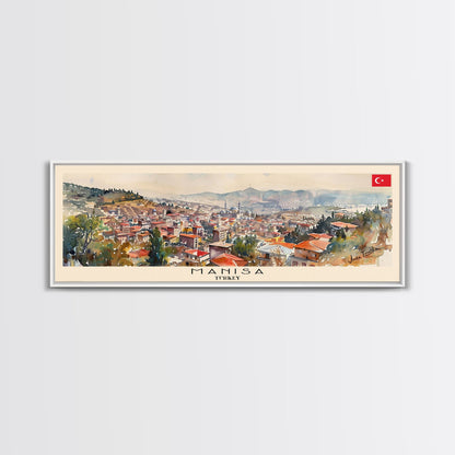 Manisa Turkey Wall Art, Panoramic Travel Poster, Panoramic Framed Canvas Print, City Wall Art, Wall Hanging Home Decor, Travel Art