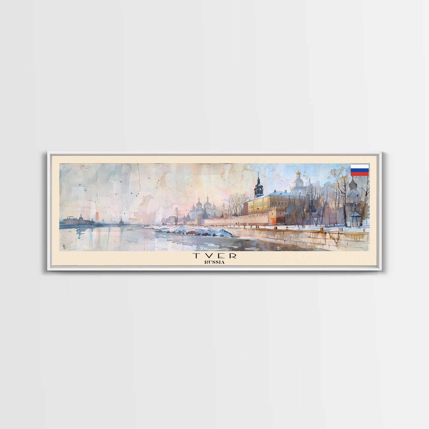 Reisekunst aus Twer, Russland, Stadtkunst, gerahmter Leinwanddruck oder Wandbild aus Metall, Europa-Reiseposter, Panorama-Wandbild, extra breites Wandbild
