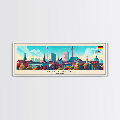 Dortmund Germany Wall Art, Panoramic Travel Poster, Panoramic Framed Canvas Print, City Wall Art, Wall Hanging Home Decor, Travel Art
