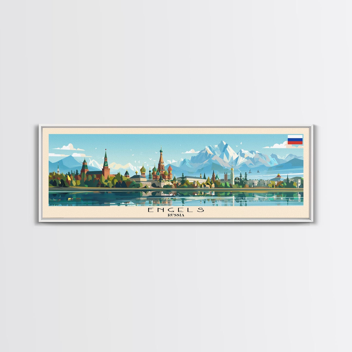Engels Russia Panoramic Travel Poster, Framed Canvas Print or Metal Wall Art, Travel Art, Home Decor, Panoramic Painting, Midcentury Art