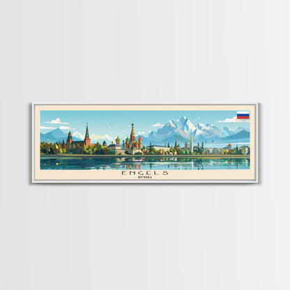 Engels Russia Panoramic Travel Poster, Framed Canvas Print or Metal Wall Art, Travel Art, Home Decor, Panoramic Painting, Midcentury Art