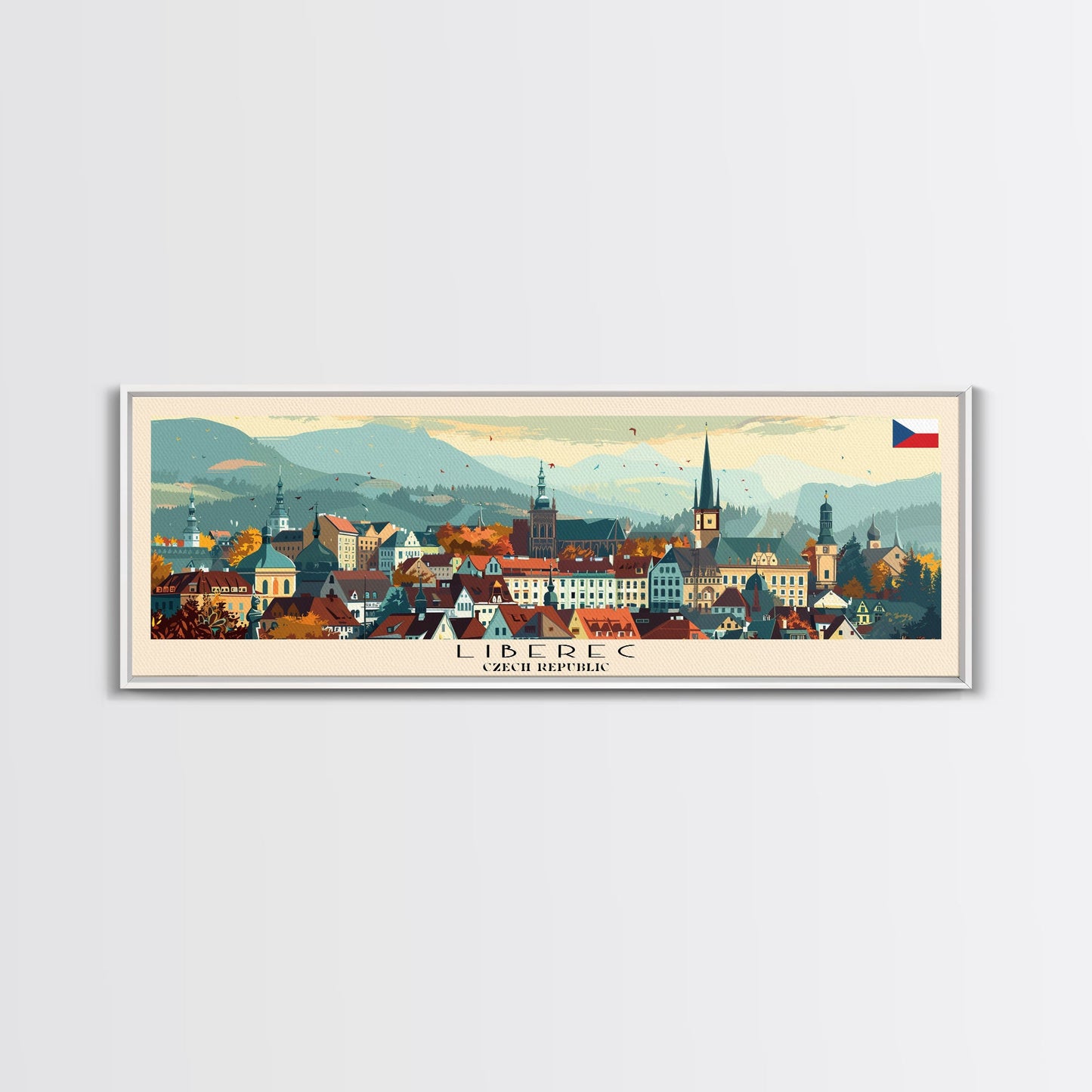Liberec Czech Republic Travel Art, City Art, Framed Canvas Print or Metal Wall Art, Europe Travel Poster, Panoramic Wall Art, Extra Wide Wall Art