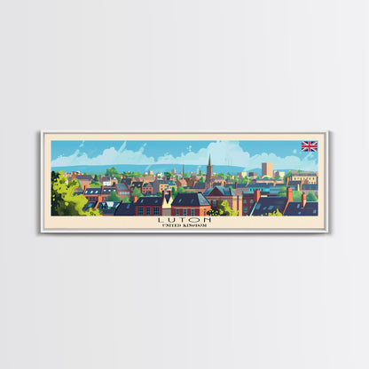 Luton United Kingdom Travel Art, City Art, Framed Canvas Print or Metal Wall Art, Europe Travel Poster, Panoramic Wall Art, Extra Wide Wall Art