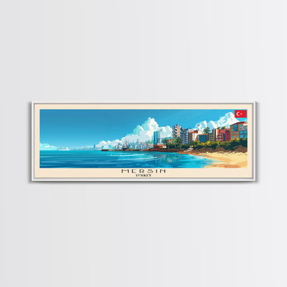 Mersin Turkey Wall Art, Panoramic Travel Poster, Panoramic Framed Canvas Print, City Wall Art, Wall Hanging Home Decor, Travel Art